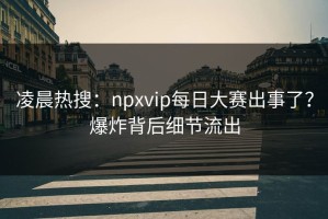凌晨热搜：npxvip每日大赛出事了？爆炸背后细节流出