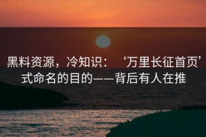 黑料资源，冷知识：‘万里长征首页’式命名的目的——背后有人在推
