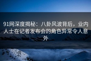 91网深度揭秘：八卦风波背后，业内人士在记者发布会的角色异常令人意外