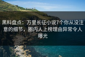 黑料盘点：万里长征小说7个你从没注意的细节，圈内人上榜理由异常令人曝光