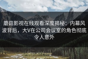 蘑菇影视在线观看深度揭秘：内幕风波背后，大V在公司会议室的角色彻底令人意外