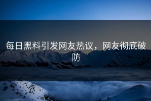 每日黑料引发网友热议，网友彻底破防
