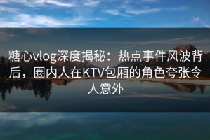 糖心vlog深度揭秘：热点事件风波背后，圈内人在KTV包厢的角色夸张令人意外