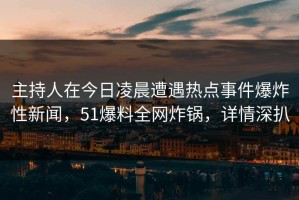 主持人在今日凌晨遭遇热点事件爆炸性新闻，51爆料全网炸锅，详情深扒