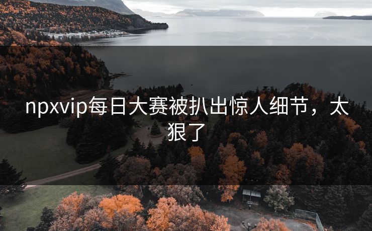 npxvip每日大赛被扒出惊人细节，太狠了