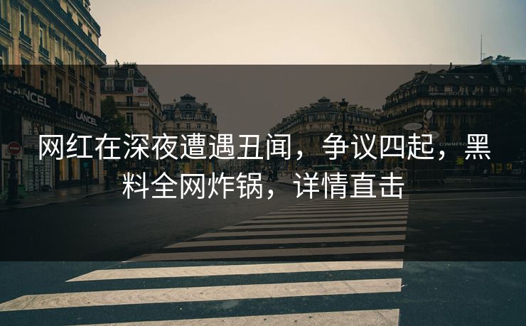 网红在深夜遭遇丑闻，争议四起，黑料全网炸锅，详情直击