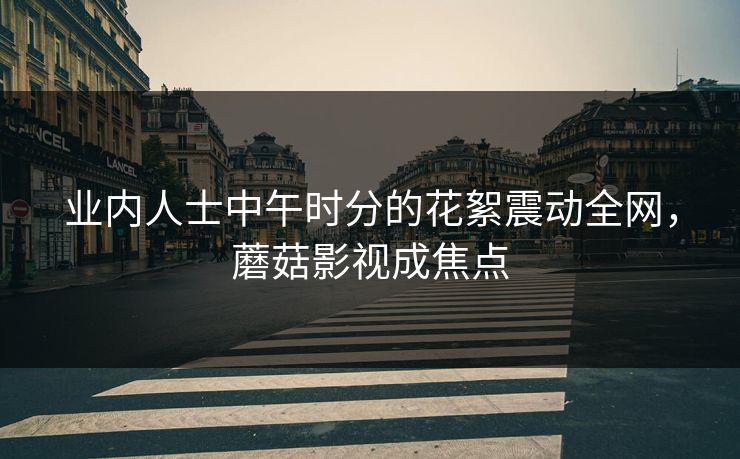 业内人士中午时分的花絮震动全网，蘑菇影视成焦点
