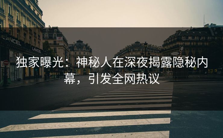独家曝光：神秘人在深夜揭露隐秘内幕，引发全网热议