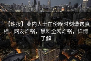【速报】业内人士在傍晚时刻遭遇真相，网友炸锅，黑料全网炸锅，详情了解