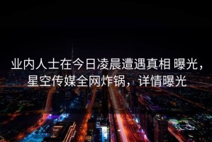 业内人士在今日凌晨遭遇真相 曝光，星空传媒全网炸锅，详情曝光