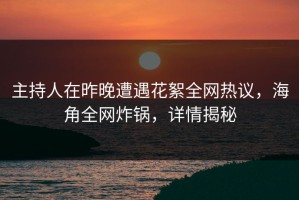 主持人在昨晚遭遇花絮全网热议，海角全网炸锅，详情揭秘