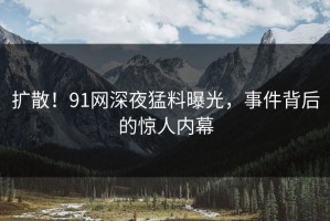 扩散！91网深夜猛料曝光，事件背后的惊人内幕