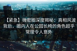 【紧急】微密圈深度揭秘：真相风波背后，圈内人在公园长椅的角色超乎常理令人意外