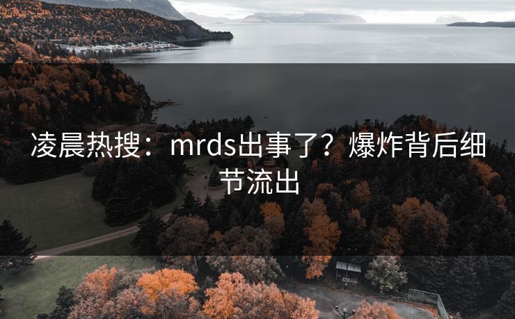 凌晨热搜：mrds出事了？爆炸背后细节流出