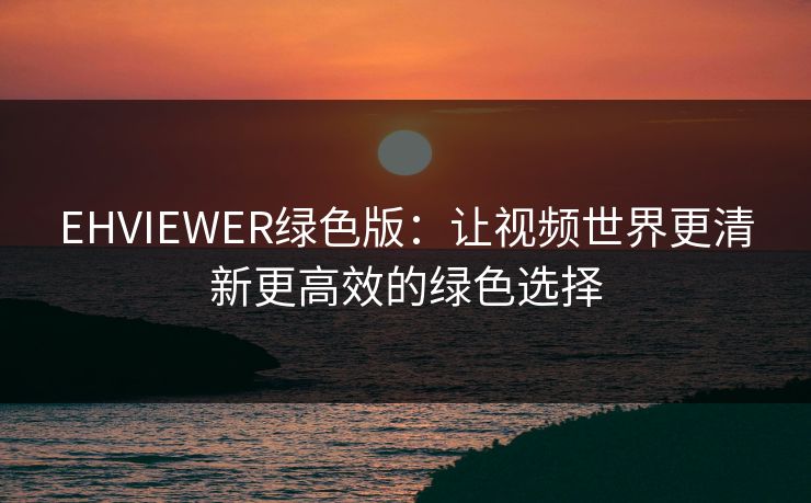 EHVIEWER绿色版：让视频世界更清新更高效的绿色选择
